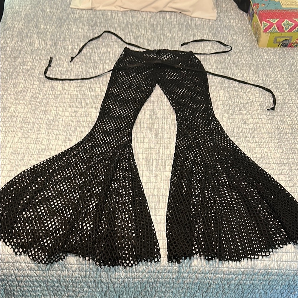 Black Crochet Flare Pants